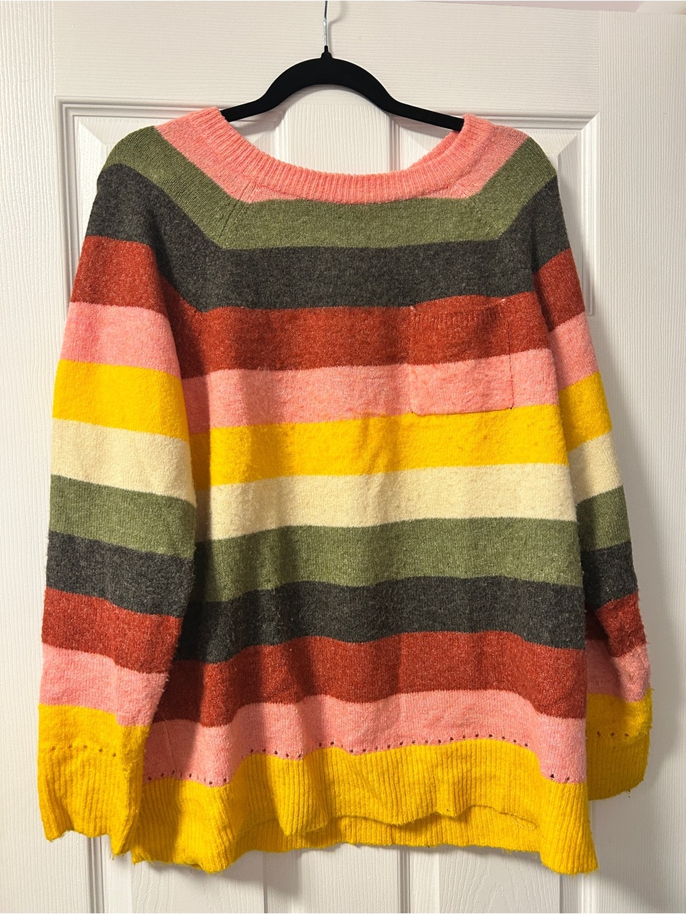 torrid Multicolor Striped Crewneck Sweater - Pink, Yellow & Olive